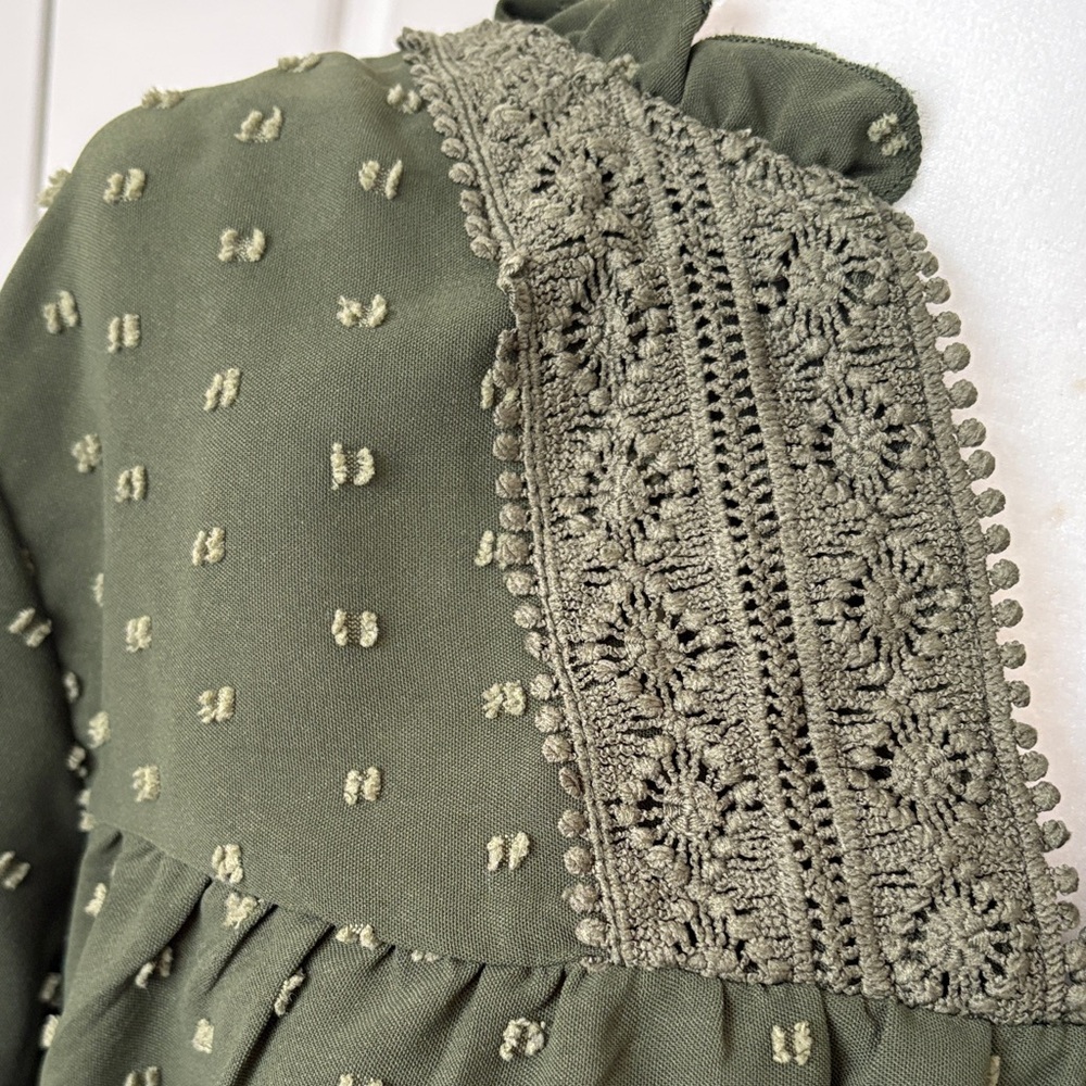 SHEIN Olive Green Ruffled Top - Picture 3 of 6